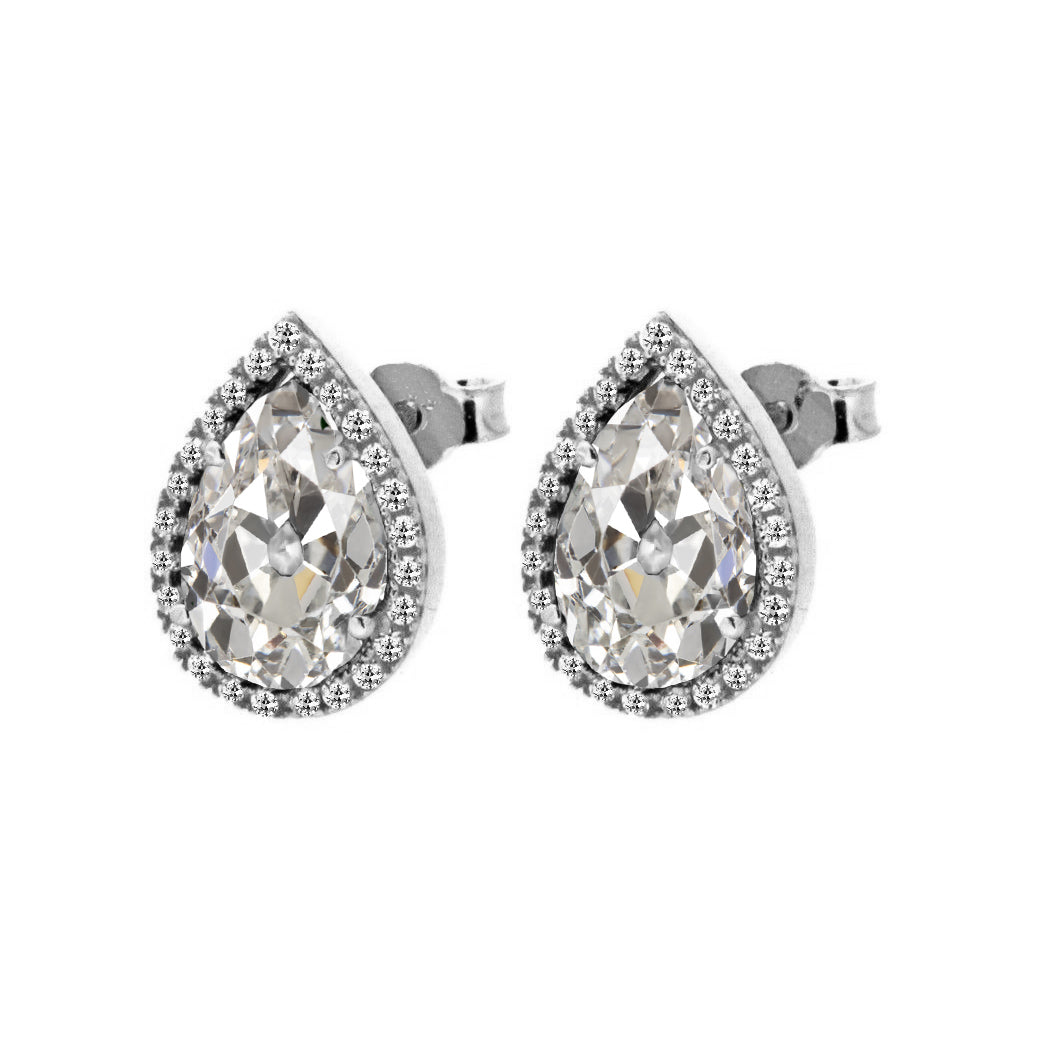 Natural Fine Diamond Drop Earrings 2 ct 14K White Gold – main view