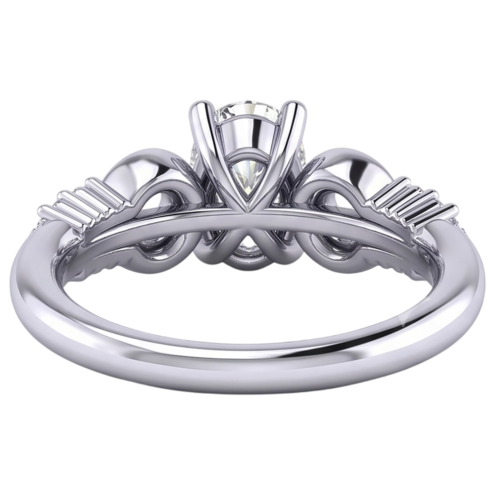 Oval And Round Cut 1.50 Carats Real Natural Earth Mined Diamond ( Not Lab Grown ) Engagement Ring White Gold 14K