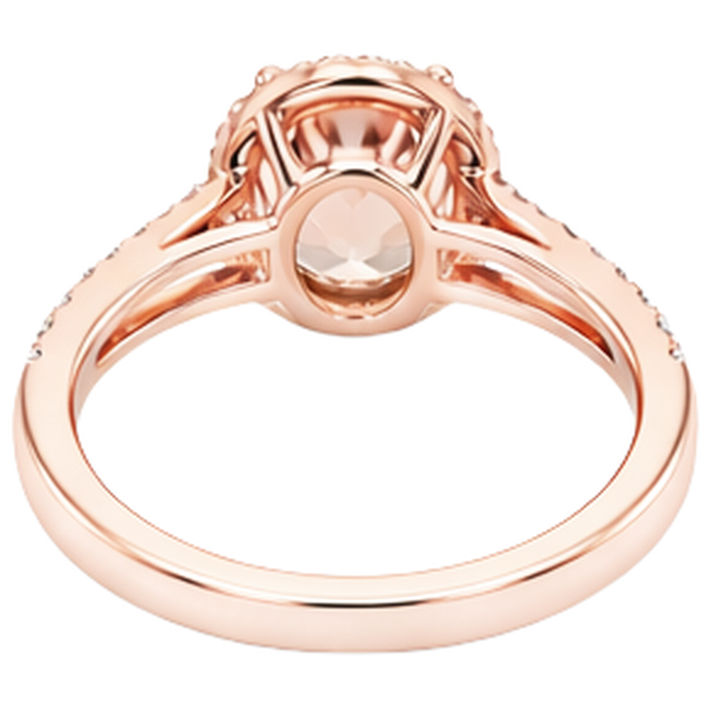 natural round morganite 19.75ct ring with diamond accents
