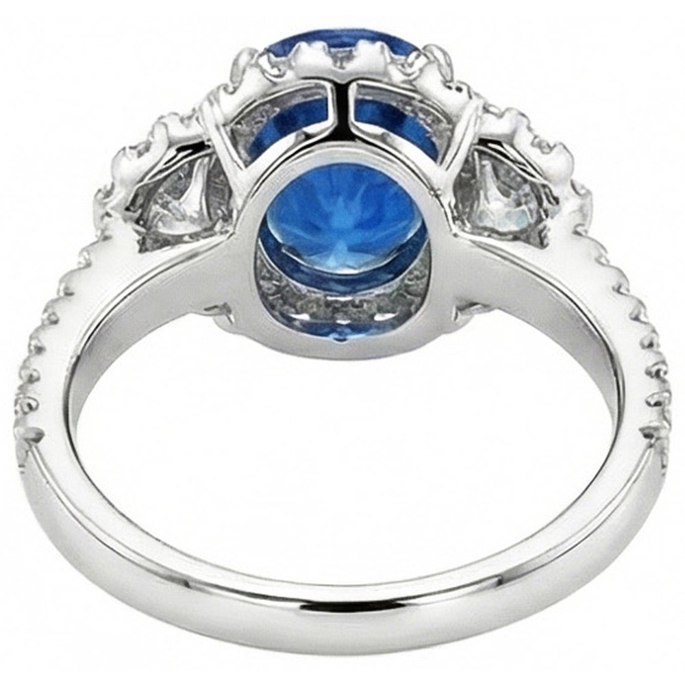 natural round sapphire 2ct ring profile view