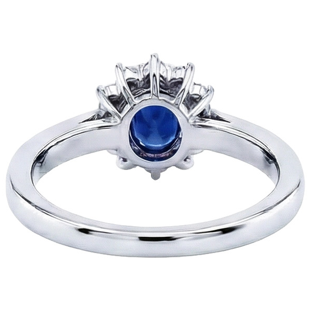 Oval Ceylon Sapphire And Round Cut Natural Earth Mined Diamond ( Not Lab Grown ) s Ring 2.50 Ct