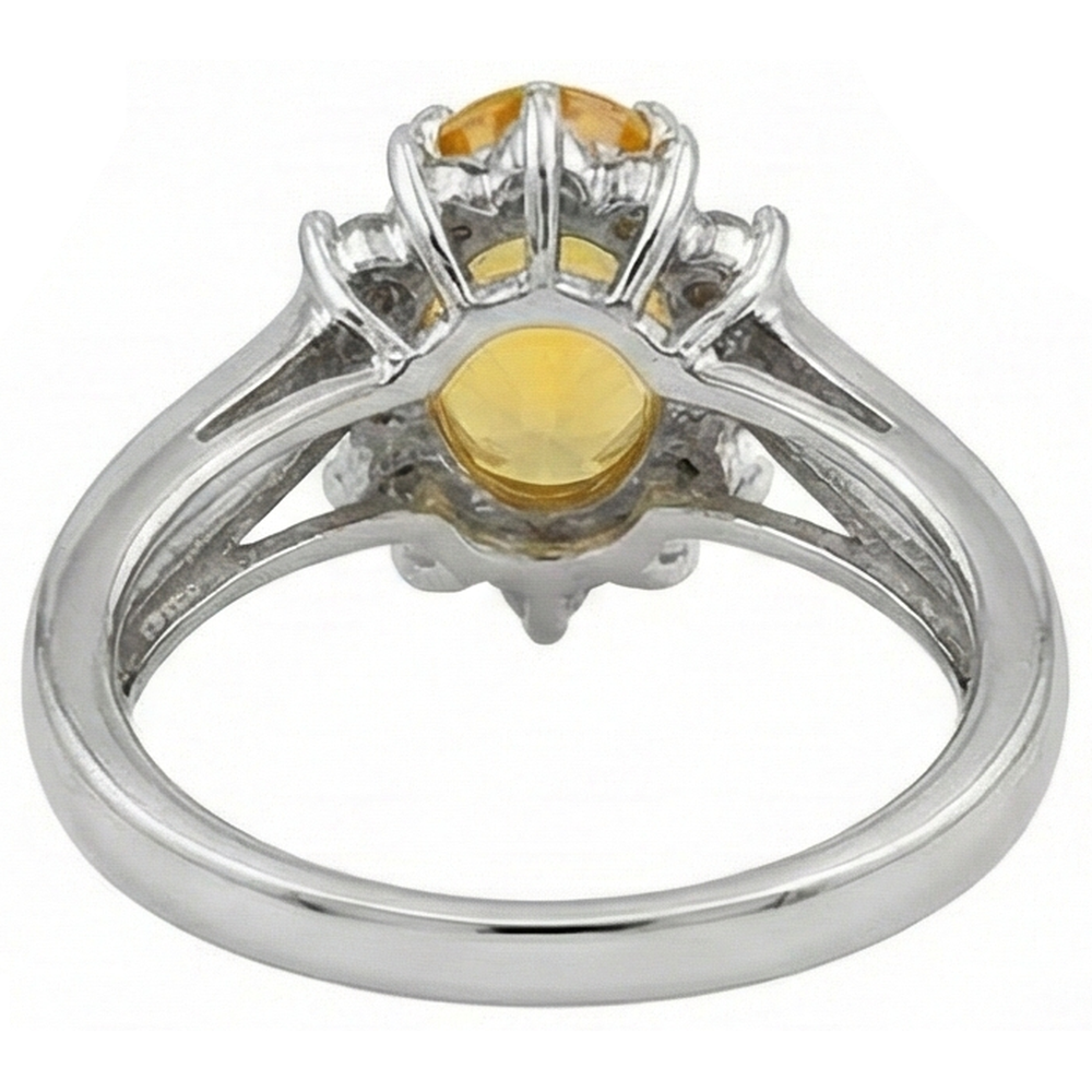 Oval Cut Yellow Sapphire And Round Natural Earth Mined Diamond ( Not Lab Grown )s Wedding Ring Gold 14K