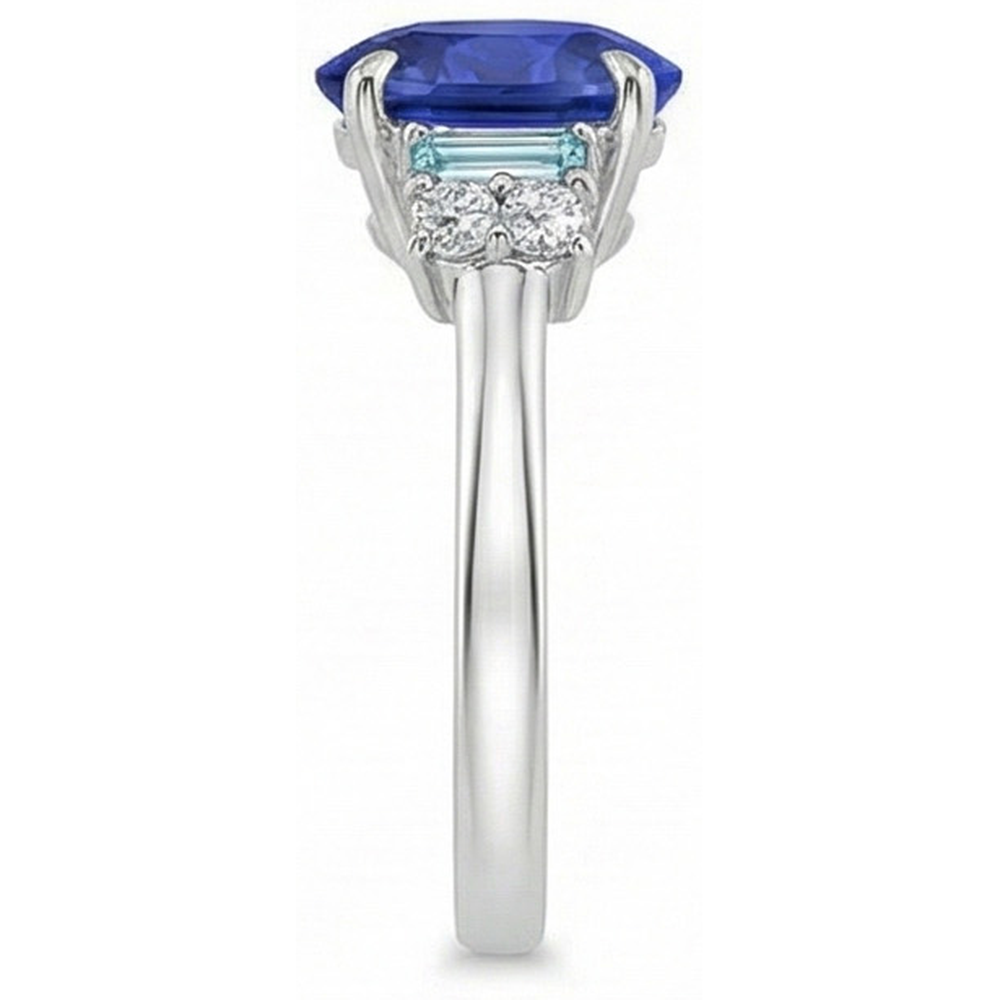Oval Gemstone Ring Ceylon Sapphire Jewelry With Accents 4 Carats Gold