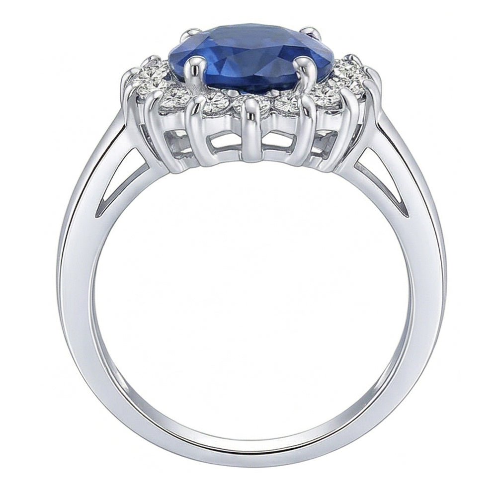 natural round sapphire 3.50ct ring top view