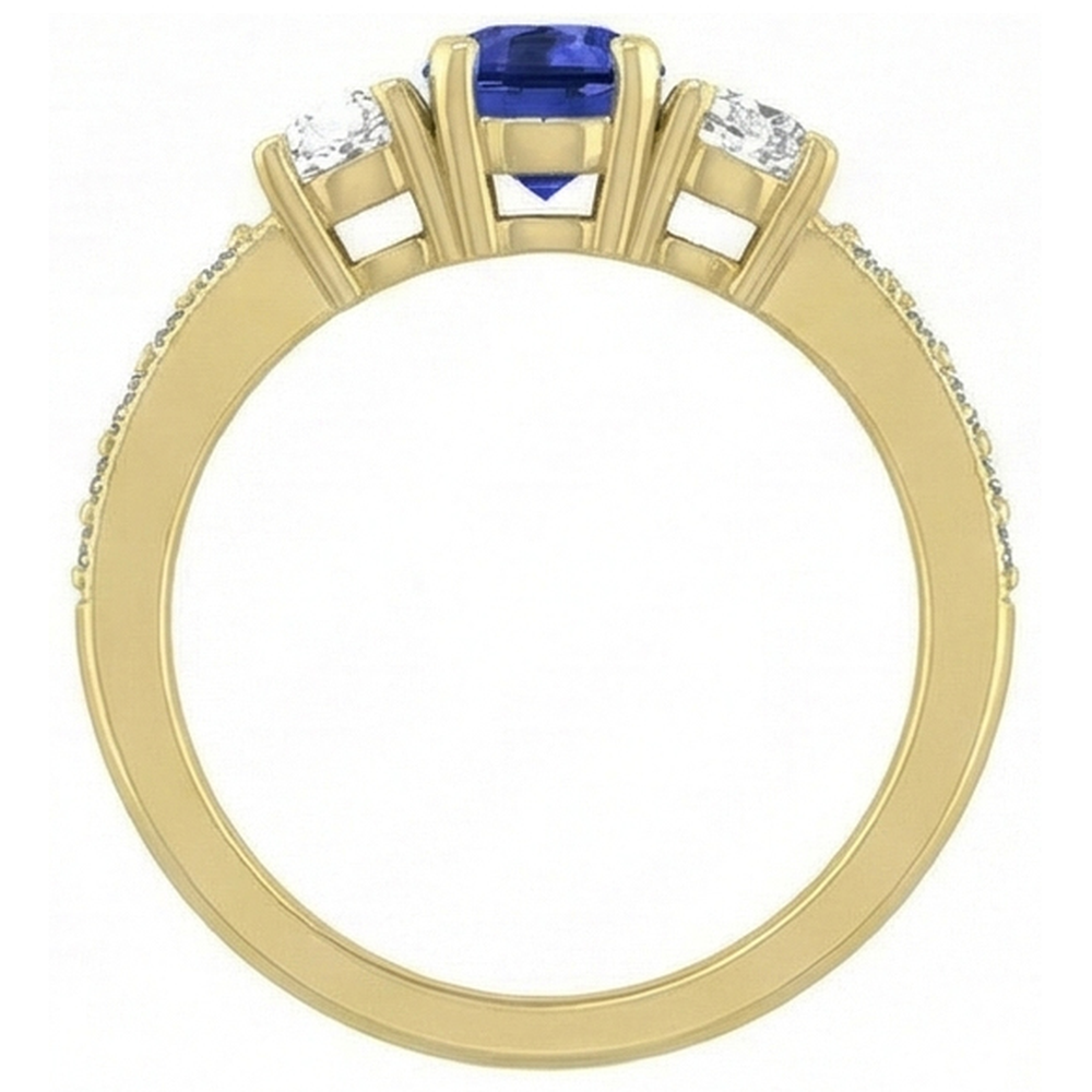 natural round sapphire 3ct ring on white background