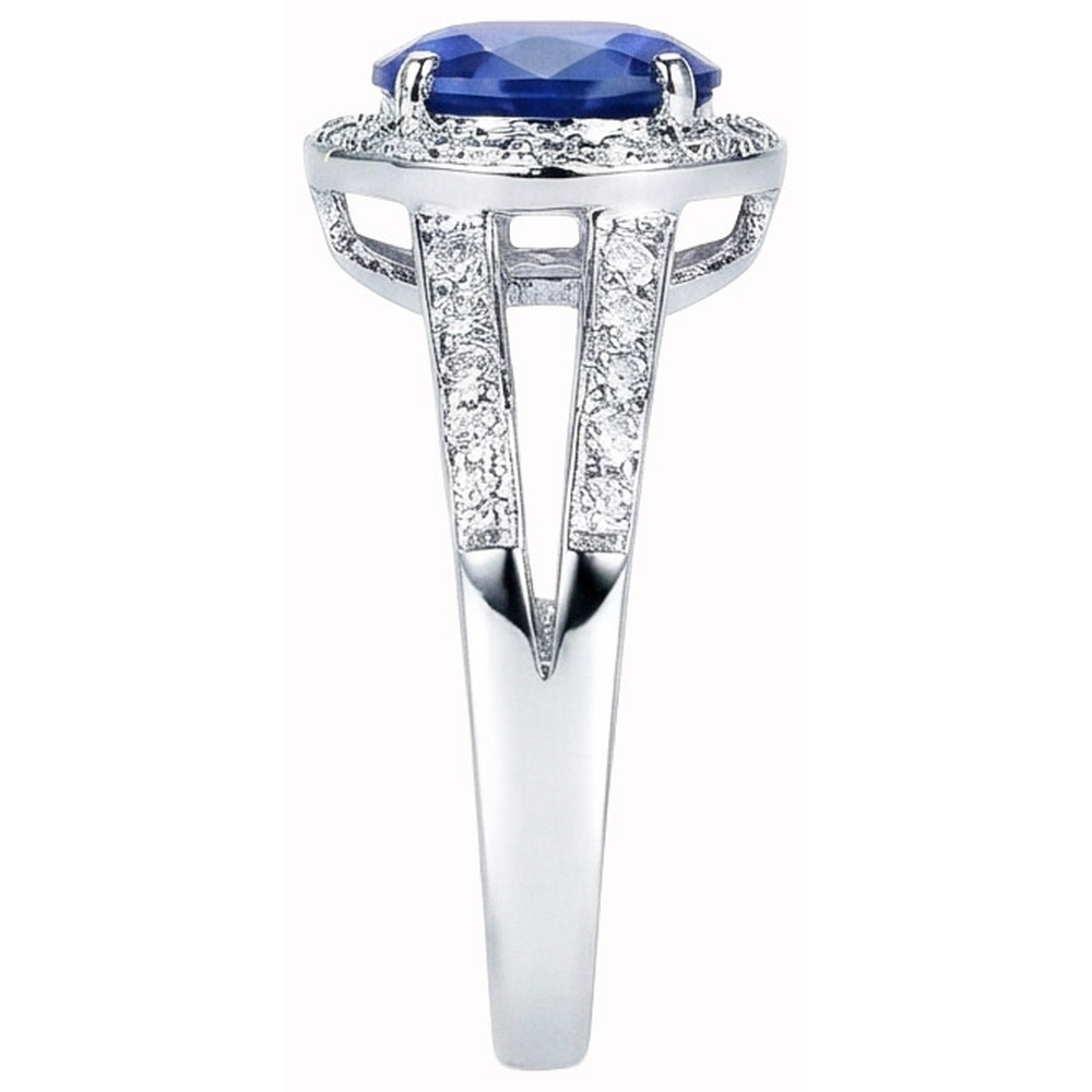 natural round sapphire 3.50ct ring top view