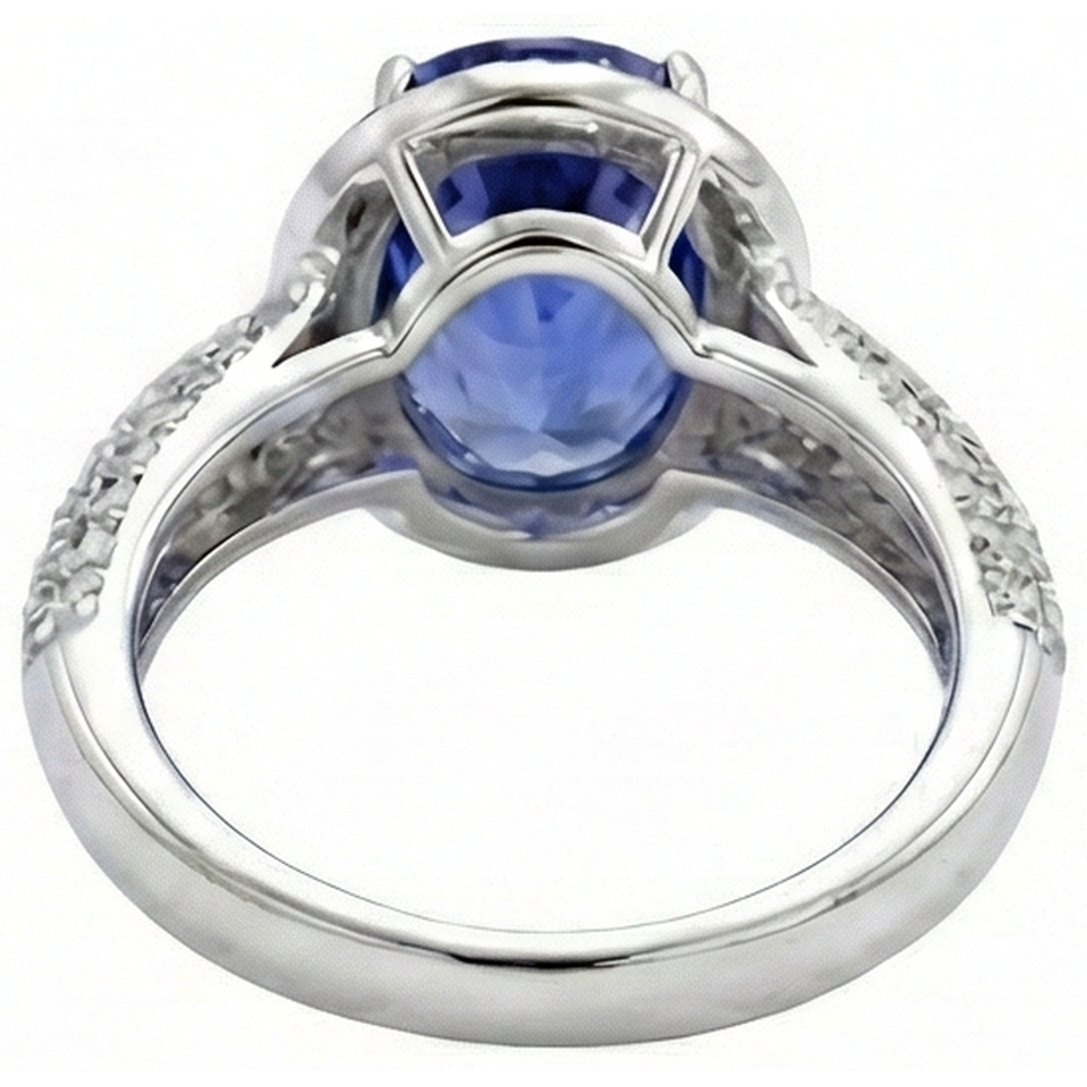 Oval Tanzanite & Natural Earth Mined Diamond ( Not Lab Grown ) s 7 Carats Ring Pave White Gold 14K