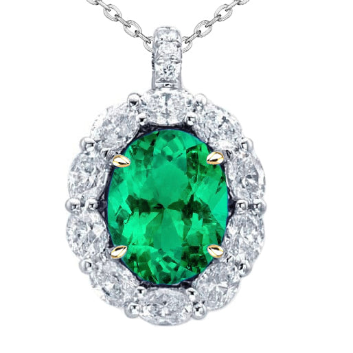 Genuine Fine Emerald Stone Pendant Necklace – main view
