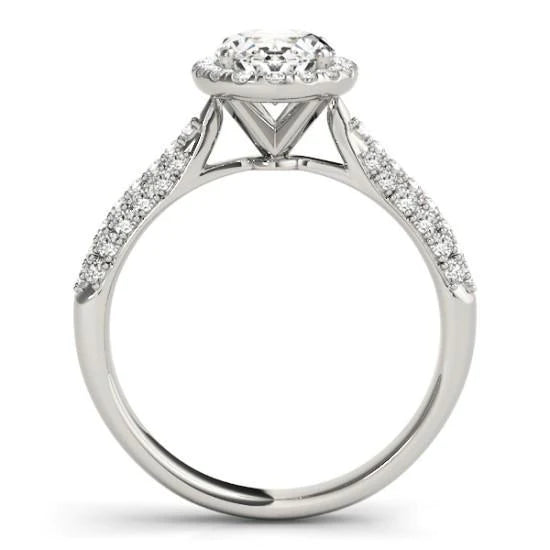 Oval Halo Genuine Diamond Engagement Ring 1.75 Carats White Gold 14K