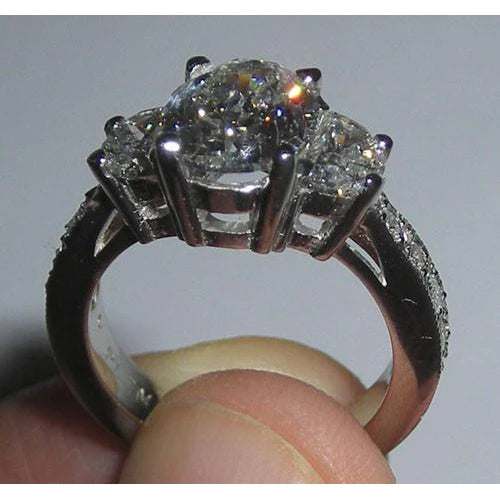 Oval Natural Diamond Engagement Anniversary Ring White Gold 14K 3.50 Carats