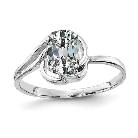 Oval Old Cut Natural Diamond Solitaire Ring Twisted Shank 3 Carats White Gold