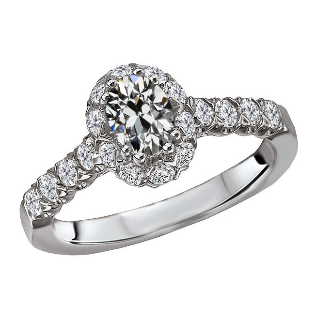 Antique Cushion Brilliant Diamond ring in 14K White Gold – main view