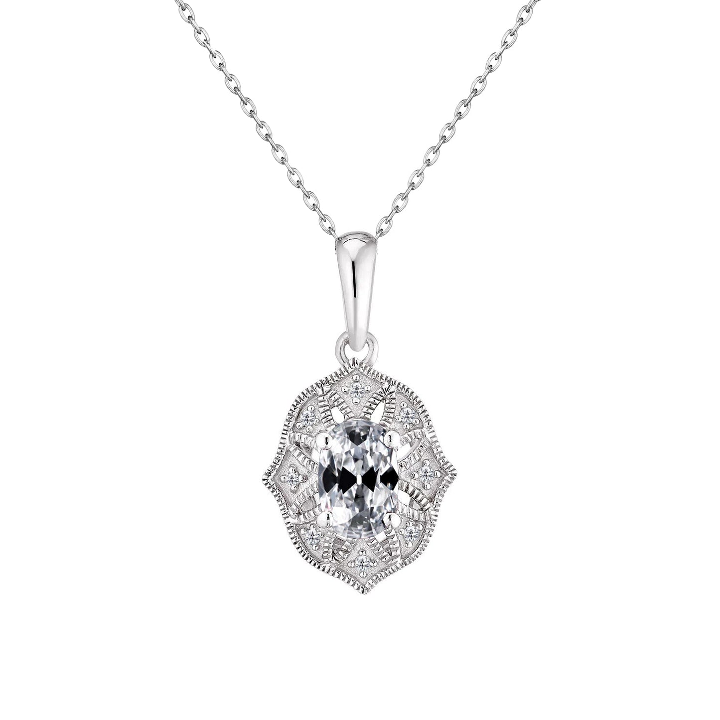 Drop Pendant 14K White Gold with Fine Diamond – main view