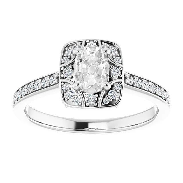 Oval Old Miner Real Diamond Halo Ring 14K White Gold 4.70 Carats