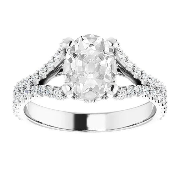 Oval Old Miner Real Diamond Ring Prong Set Split Shank 7 Carats
