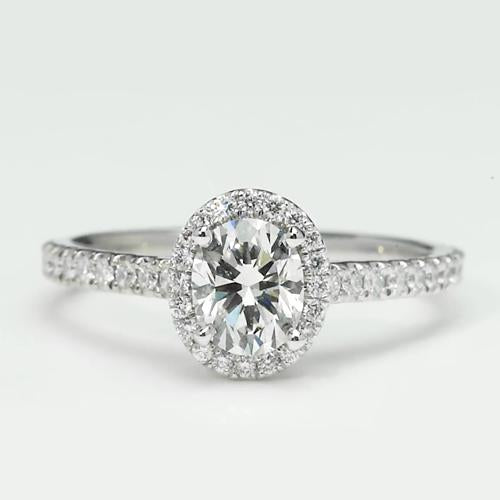 Oval Real Diamond Halo Ring 2.15 Carats