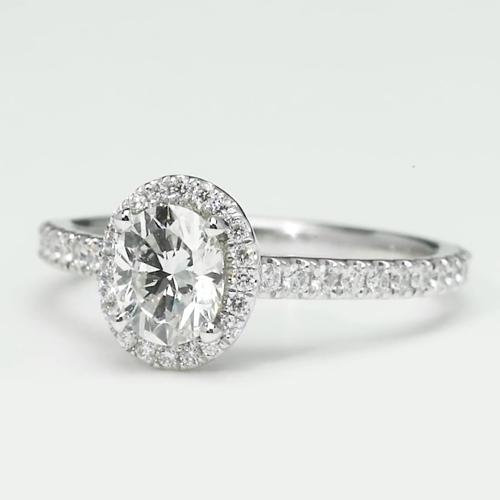 Oval Real Diamond Halo Ring 2.15 Carats