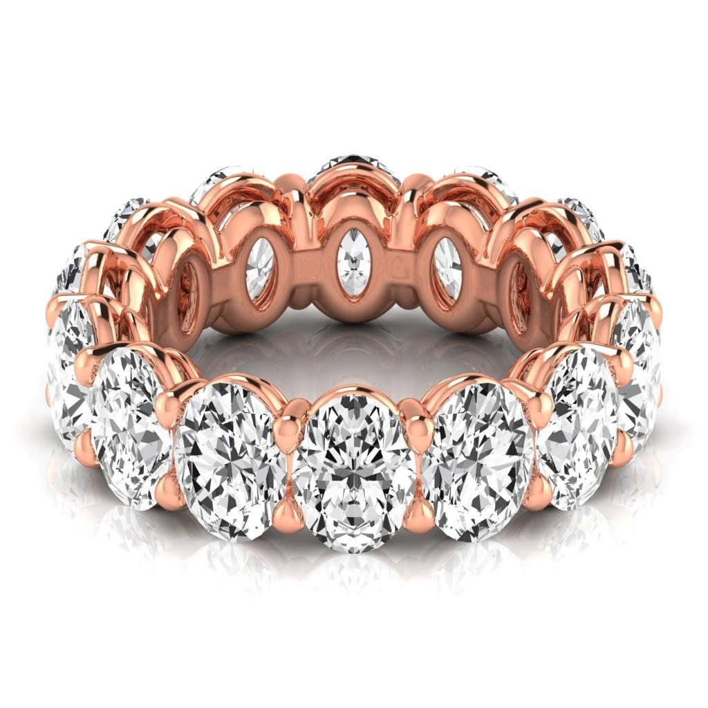 Oval Lab Grown Diamond 10.50 Ct Rose Gold Eternity Band Jewelry