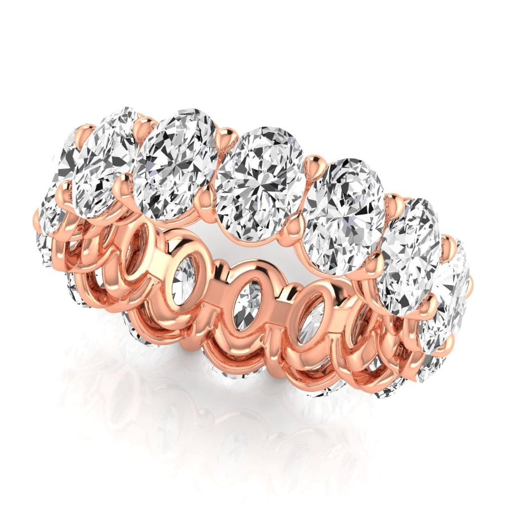 Oval Lab Grown Diamond 10.50 Ct Rose Gold Eternity Band Jewelry