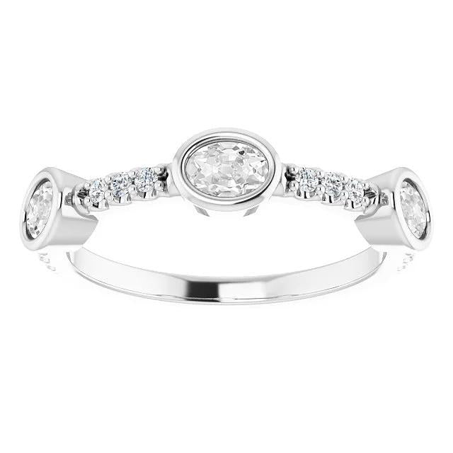Oval Old Miner Lab Grown Diamond Half Eternity Band Prong Bezel Set 5.75 Carats