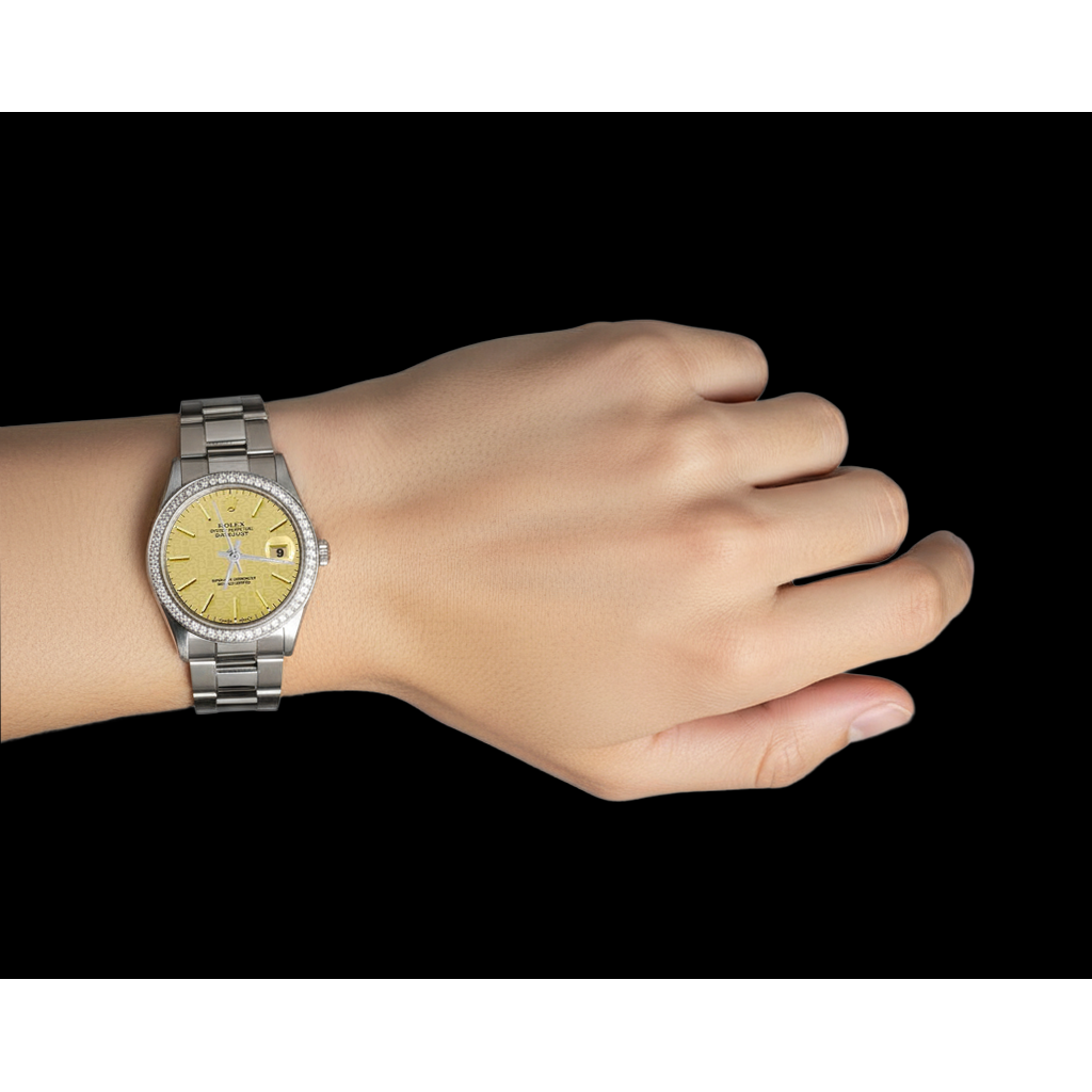 Oyster Bracelet Rolex Stainless Steel Watch Stick Dial Datejust