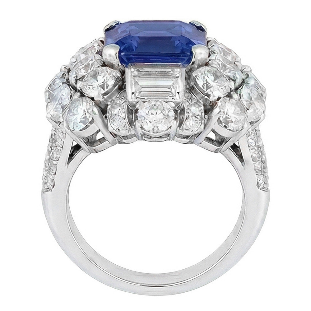 Parti Sapphire And Natural Earth Mined Diamond ( Not Lab Grown ) Engagement Ring