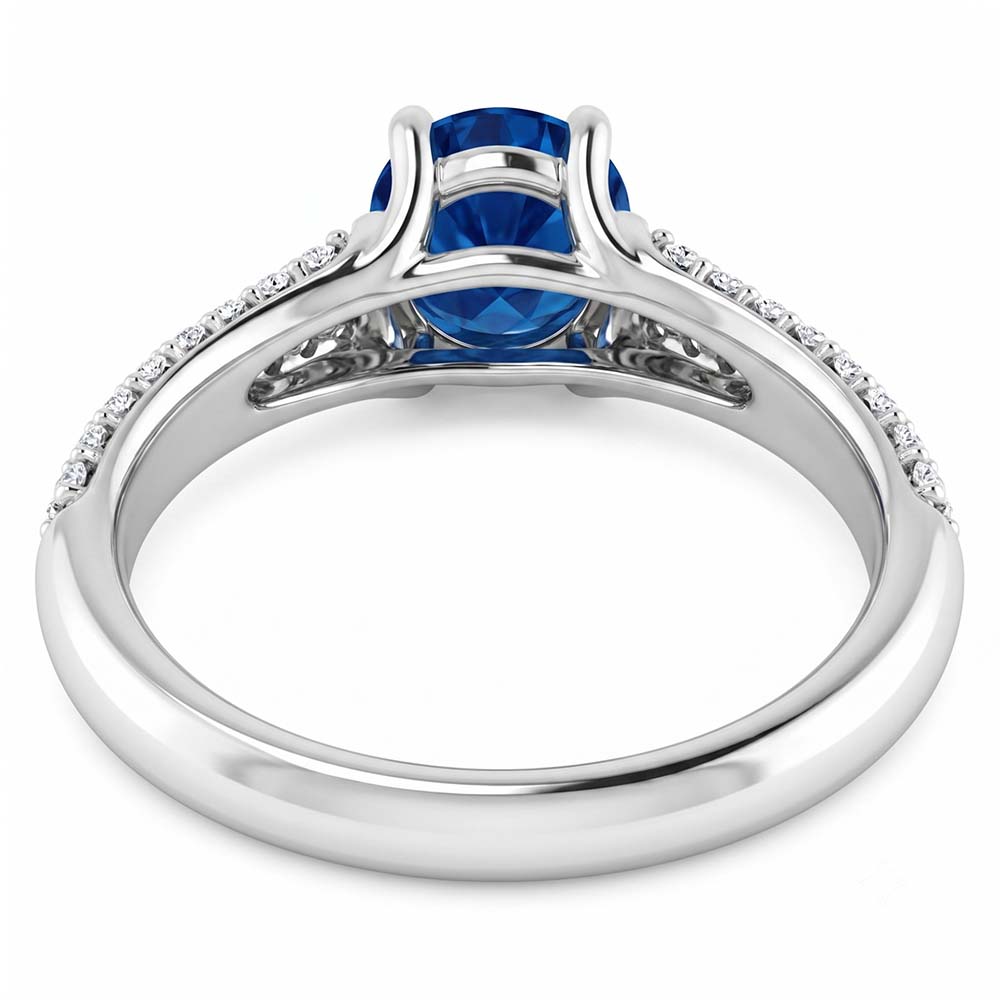 Pave Natural Earth Mined Diamond ( Not Lab Grown ) Blue Sapphire 2 Carats Ring White Gold 14K