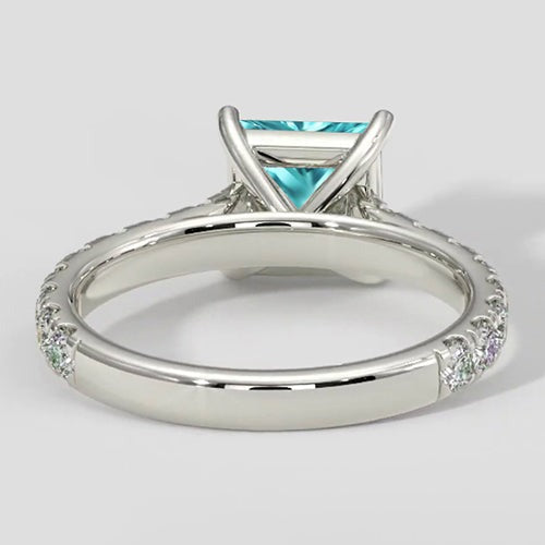Pave Diamond Cushion Paraiba Ring