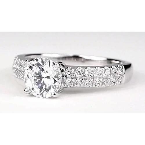 Round Natural Diamond Ring White Gold 14K 2.25 Carats