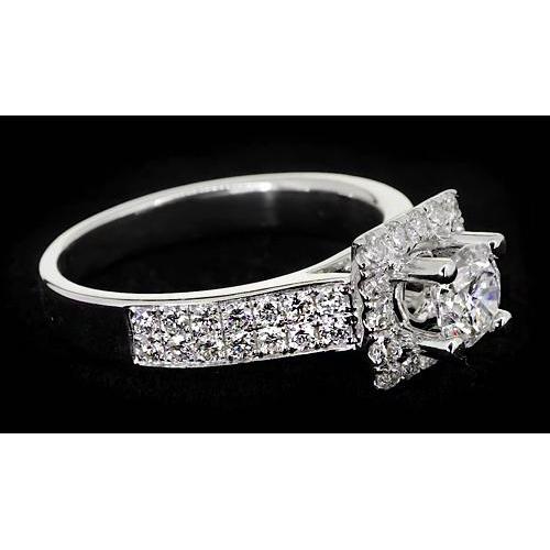 Pave Setting 3 Carats Round Real Diamond Engagement Ring