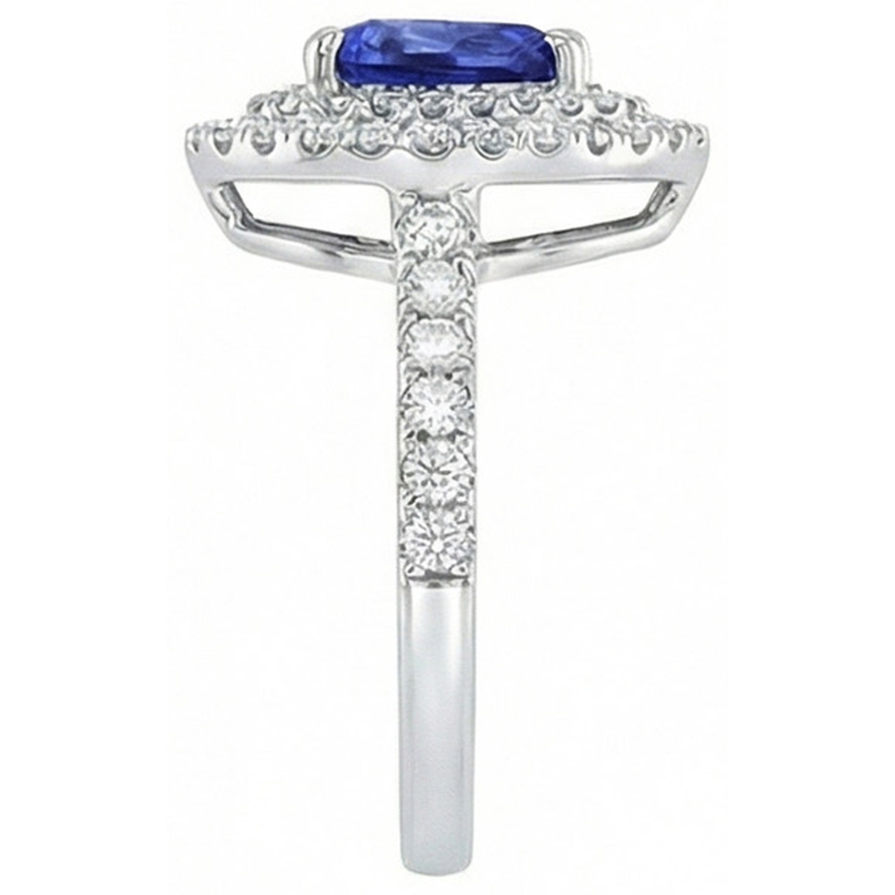 Pear Cut Ceylon Sapphire Natural Earth Mined Diamond ( Not Lab Grown ) Ring White Gold 14K 4 Carats