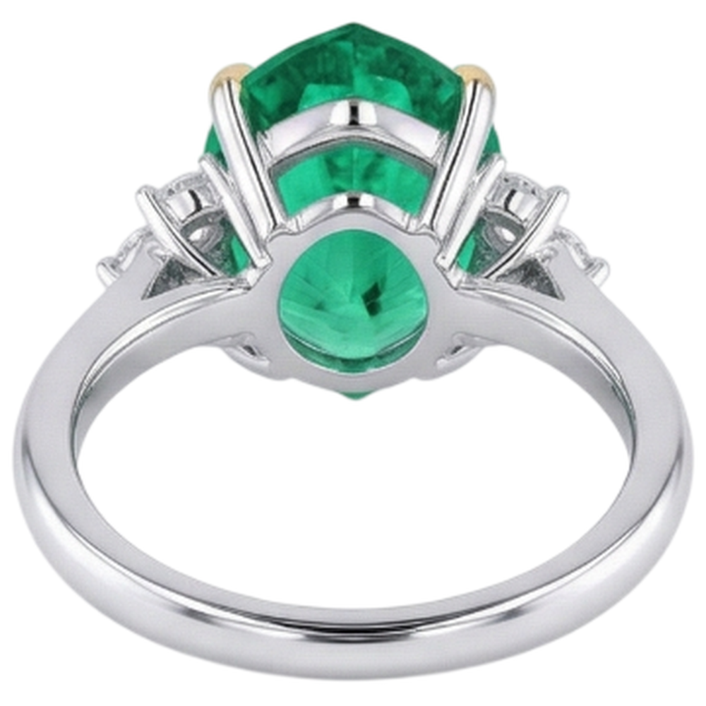 Authentic Fine Emerald Colored Stone Ring – detail view