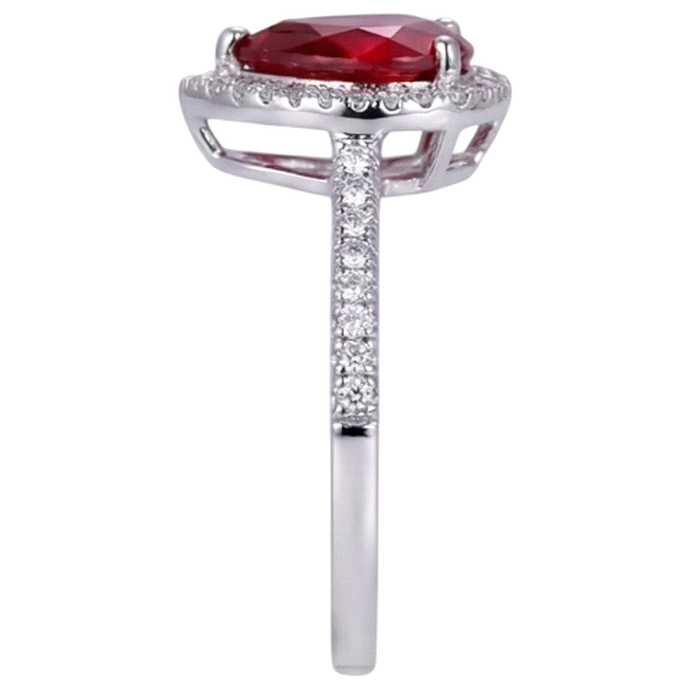 natural round ruby 3.45ct ring top view