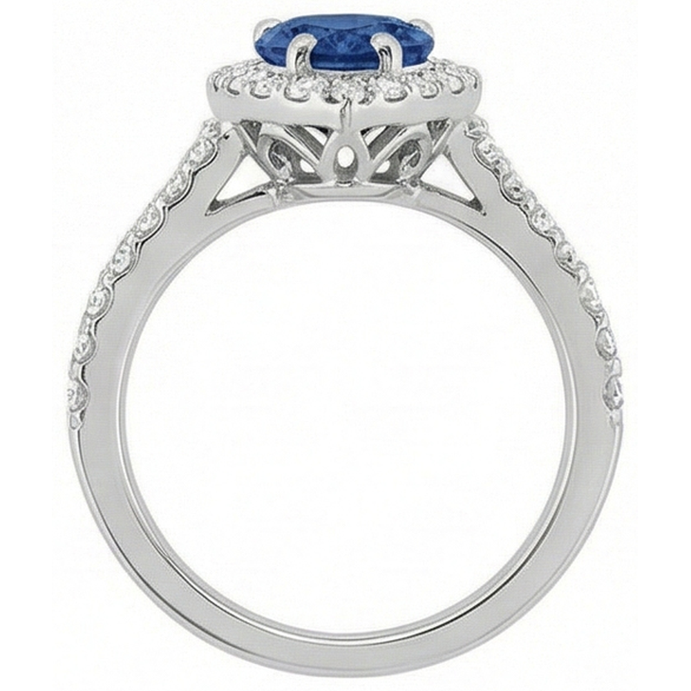 Pear Cut Sri Lankan Sapphire And Round Natural Earth Mined Diamond ( Not Lab Grown )s 4 Carats Ring