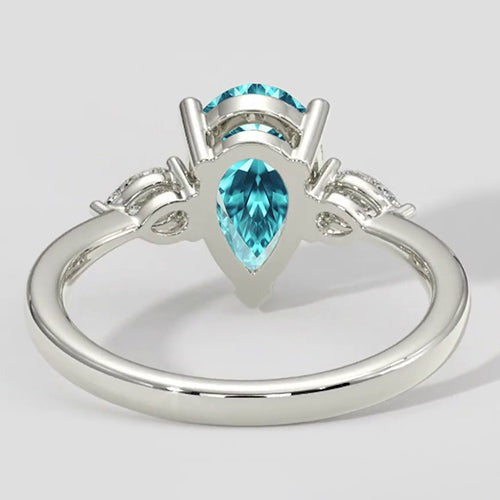 Pear-Shaped Paraiba Side Stone Ring