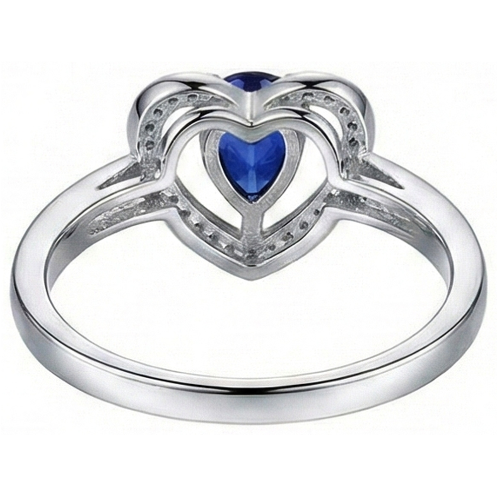 natural round sapphire 2.25ct ring on white background