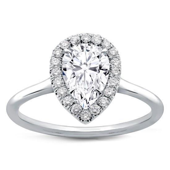 Pear Anniversary Round Halo Genuine Diamond Engagement Ring 2 Carat WG 14K
