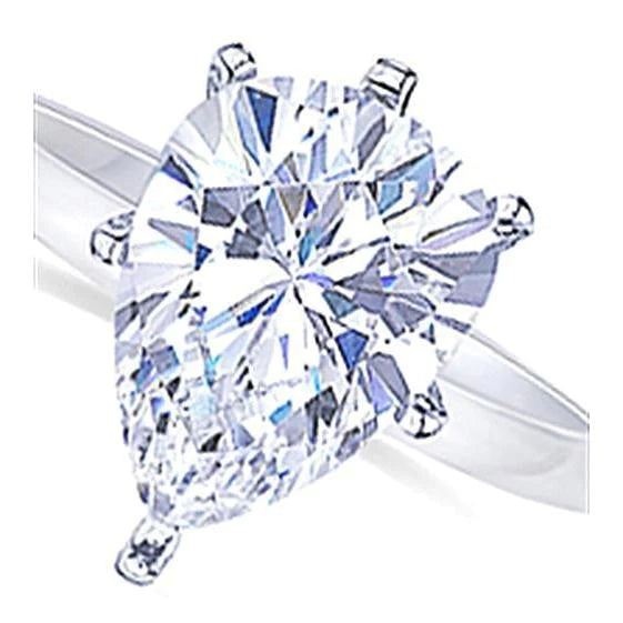 Pear Cut 2.50 Carats Natural Diamond Solitaire Engagement Ring 14K
