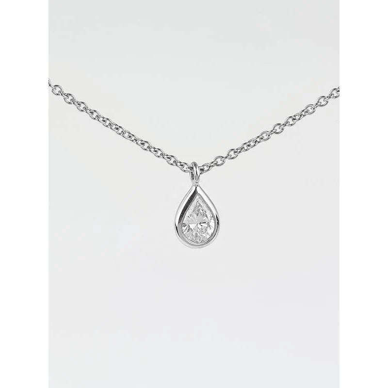 Pear Cut Solitaire Sparkling Real Diamond Pendant 1.25 Carats Necklace
