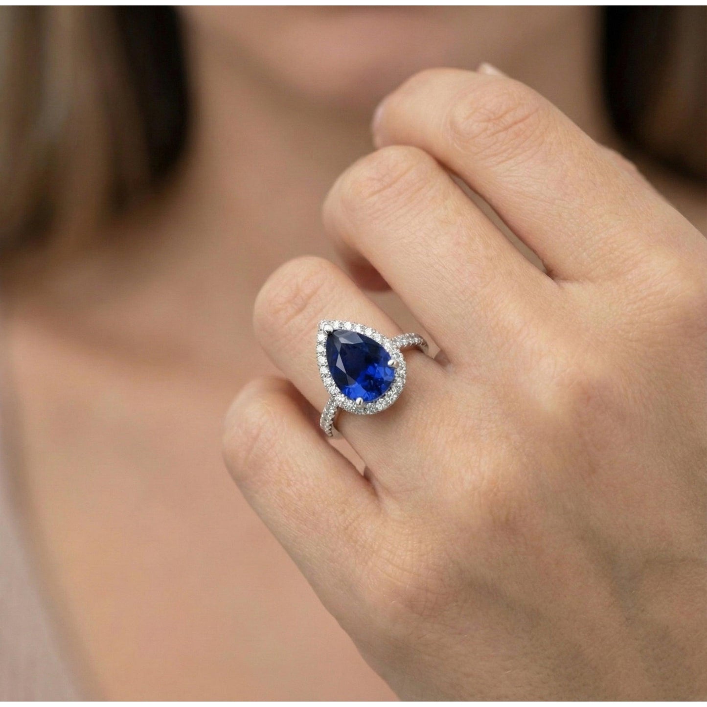 natural round sapphire 5ct ring with diamond accents