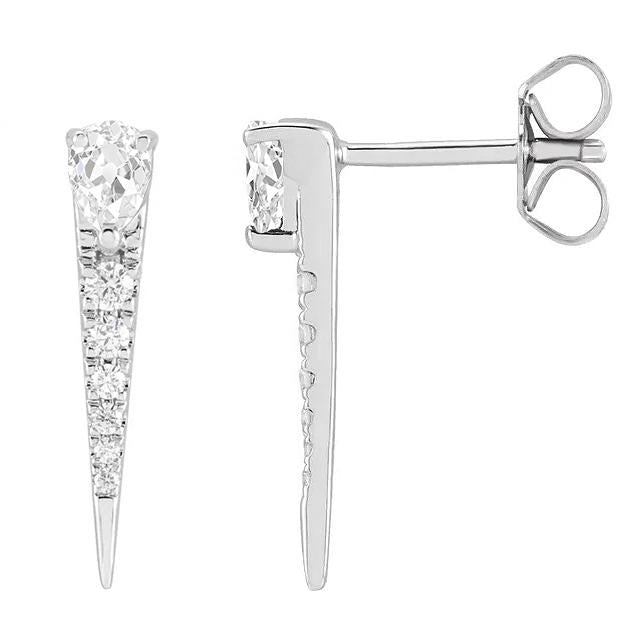 Pear Old Miner & Round Real Diamond Ladies Drop Earrings 4.50 Carats