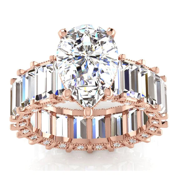 Pear & Baguette Real Diamond Ring 9.50 Carats