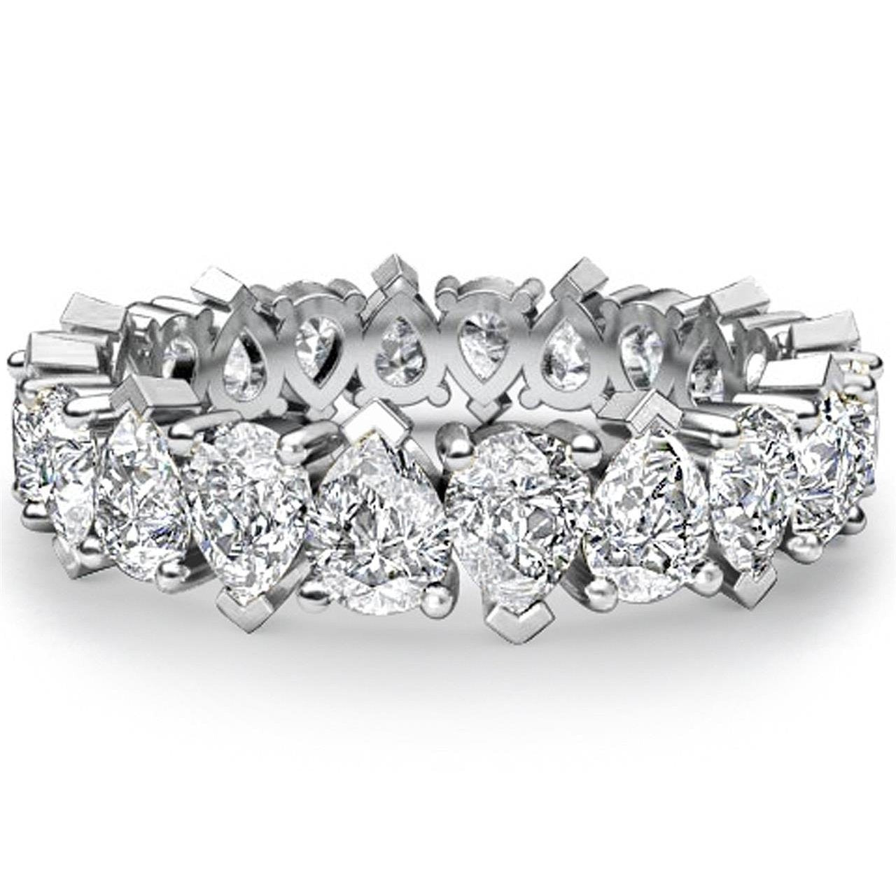 Pear Cut Lab Grown Diamond Eternity Wedding Band 11 Carats White Gold 14K - Eternity Band-harrychadent.ca