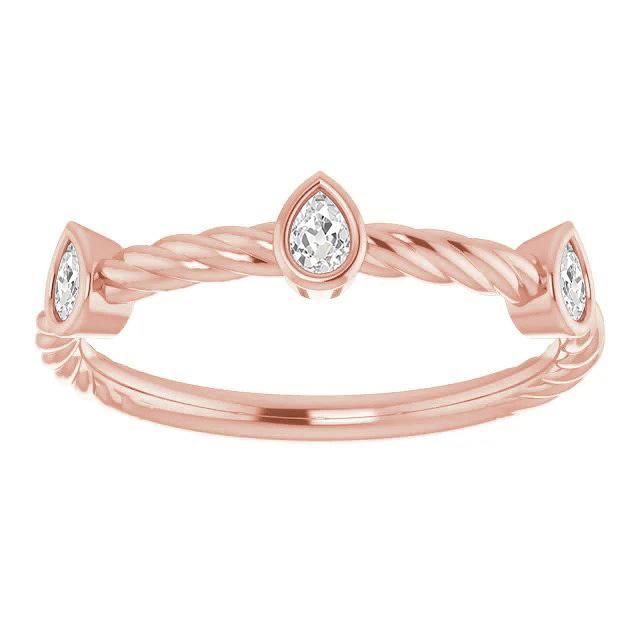 Pear Old Mine Cut Lab Grown Diamond Half Eternity Band Bezel Set 2.25 Carats