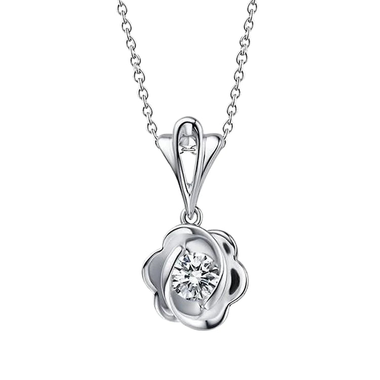 Pendant Necklace 14K White Gold 1 Carats Round Cut Genuine Diamonds Solitaire