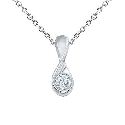 Pendant Necklace 1 Ct Brilliant Cut Natural Diamond White Gold 14K Solitaire