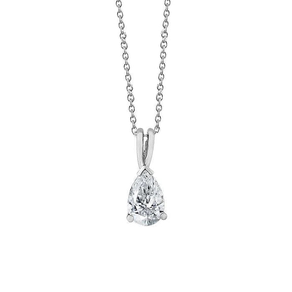 Pendant Necklace With Chain 1.50 Carat Pear Cut Real Diamond White Gold