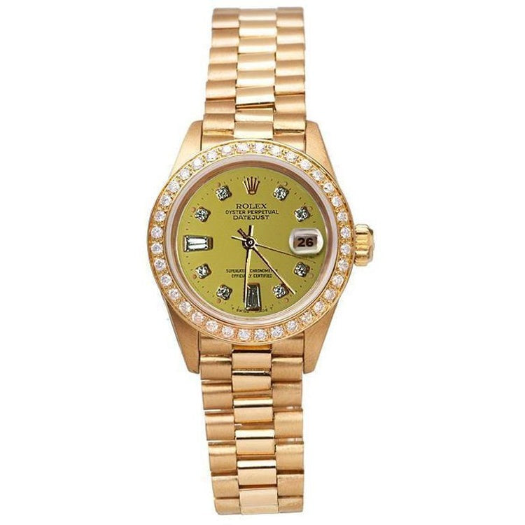 Champagne Diamond Dial Bezel Rolex Watch