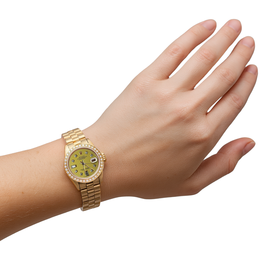 President Champagne Diamond Dial Bezel Rolex Watch Datejust Yg