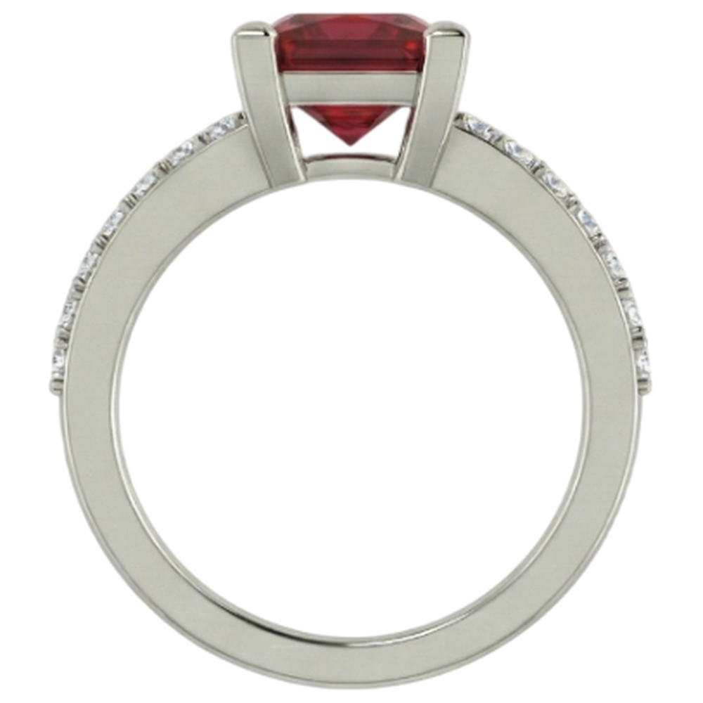 natural round ruby 3.45ct ring profile view